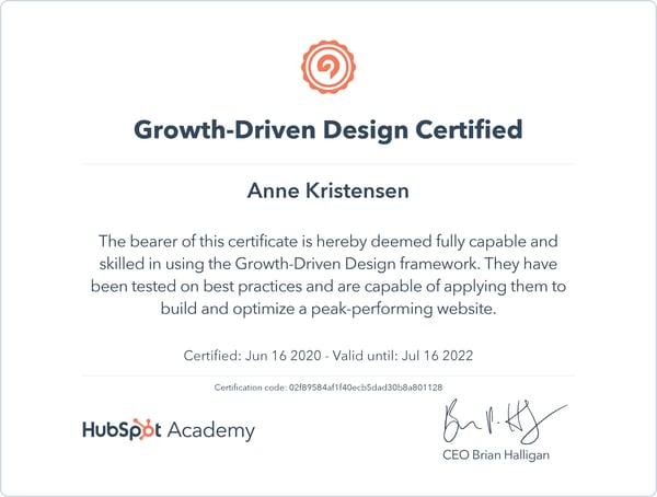 HubSpot Growth-Driven Design Certified