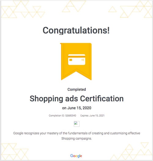 Google shopping ads certification